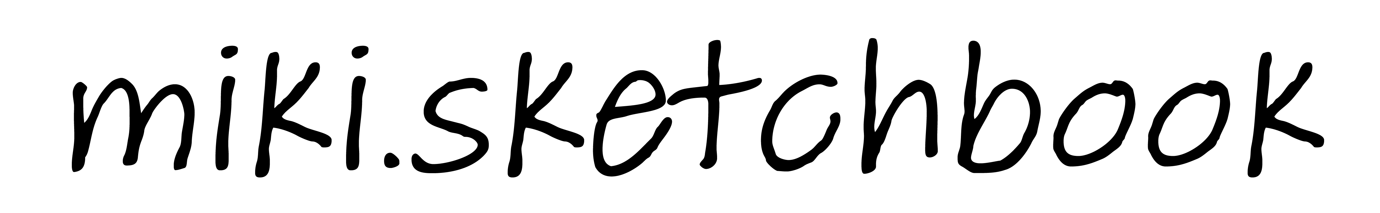 Das Bild zeigt eine einfache schwarze Schriftart auf einem weißen Hintergrund mit dem Text "miki.sketchbook".