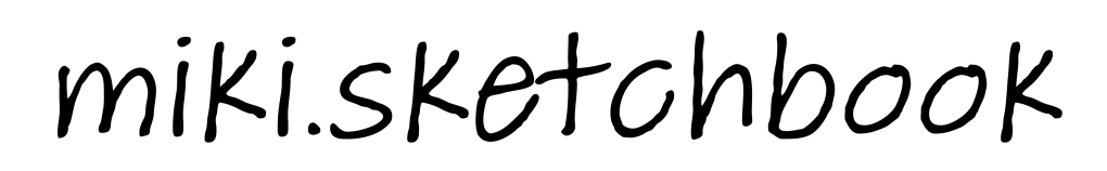 Das Bild zeigt eine einfache schwarze Schriftart auf einem weißen Hintergrund mit dem Text "miki.sketchbook".